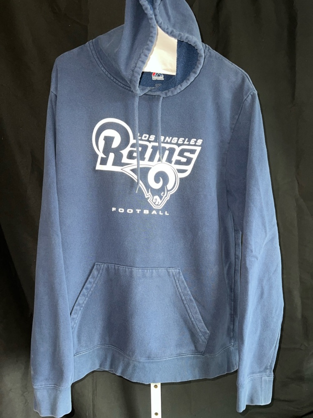 Majestic Navy Blue Vintage Los Angeles Rams Crewneck Hoodie Men XL